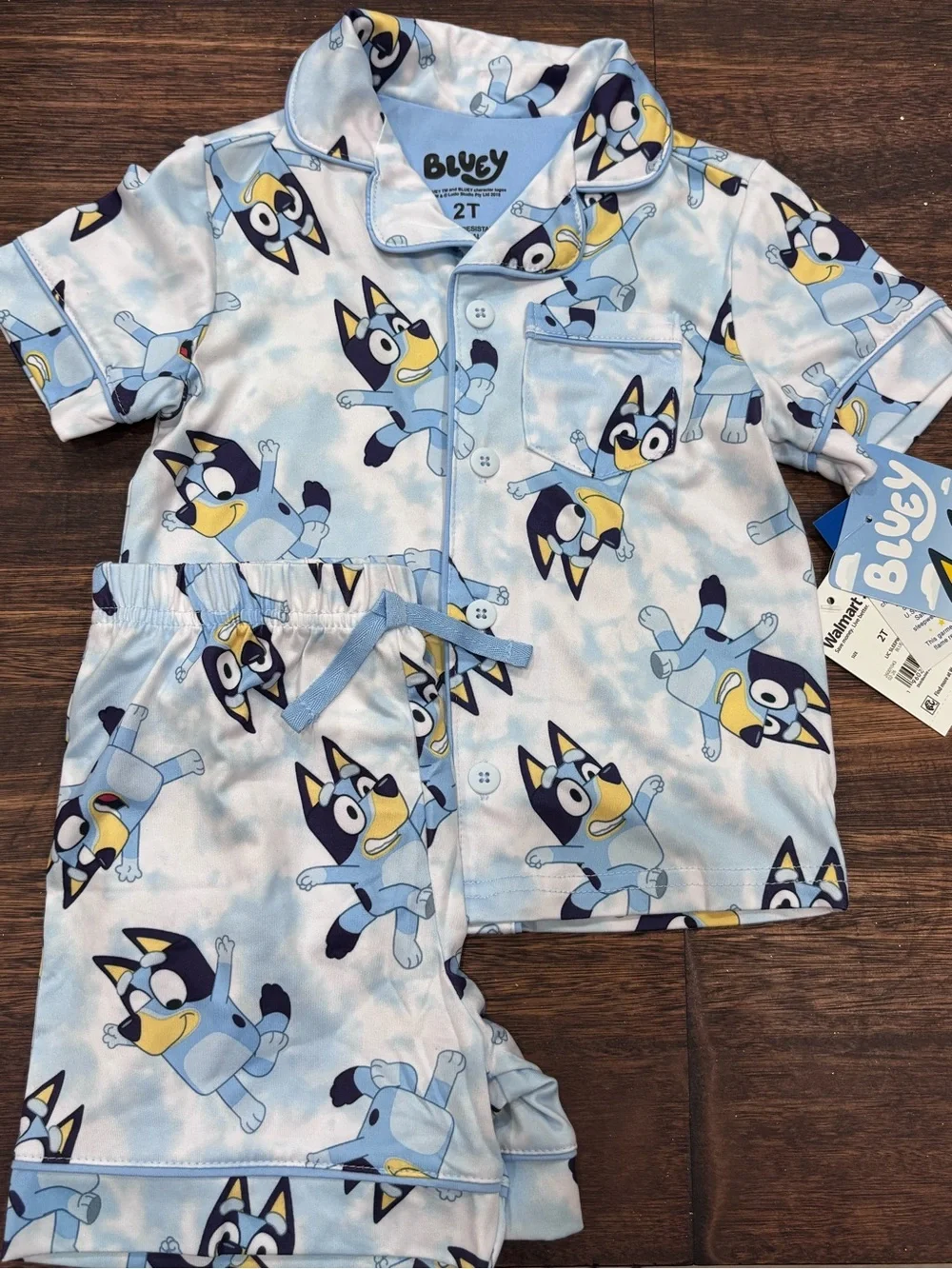 Bluey Light Blue Kids Pajama Set - Short Sleeve Top & Shorts
